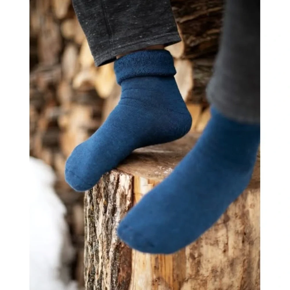 Nui Organics Lounge Socks Deep Blue 4/6y